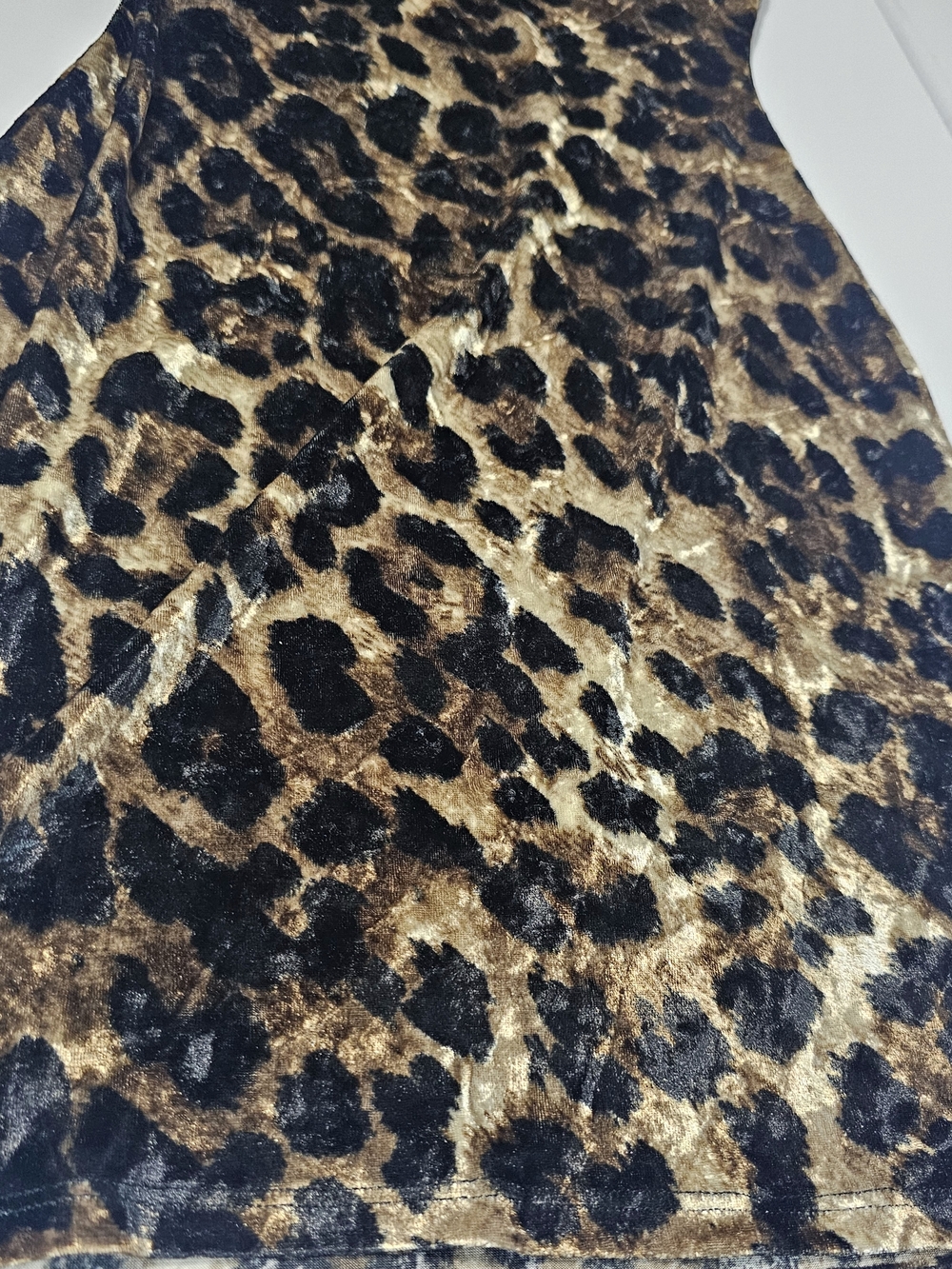 Y2K Akira Leopard Bodycon Size M Mini Dress Velvet Animal Print Whimi Cowl Neck - Picture 10 of 12
